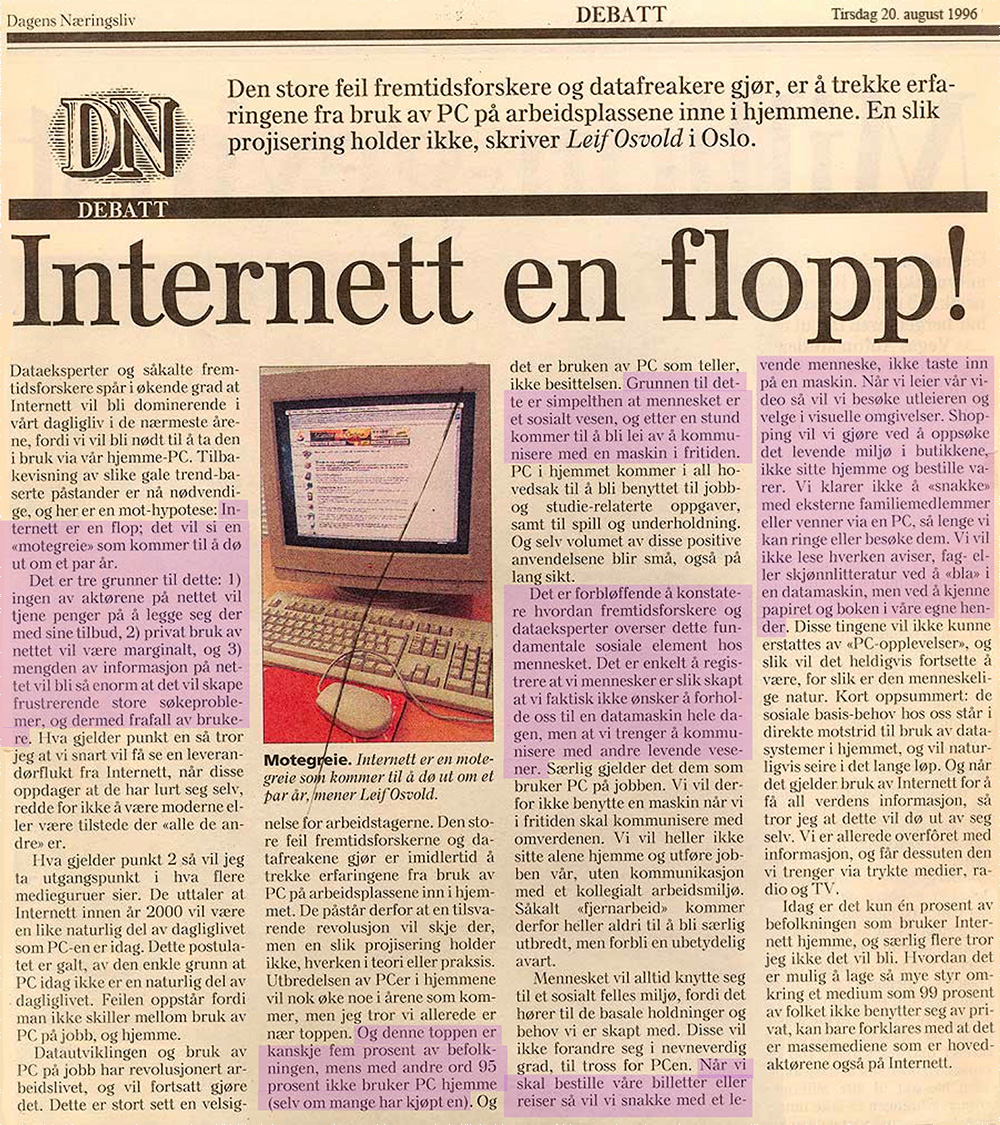 Faxemile fra DN 1996 